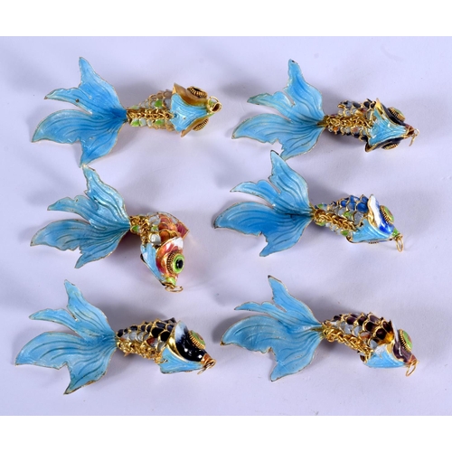 2160 - SIX CHINESE CLOISONNE ENAMEL FISH. (6)