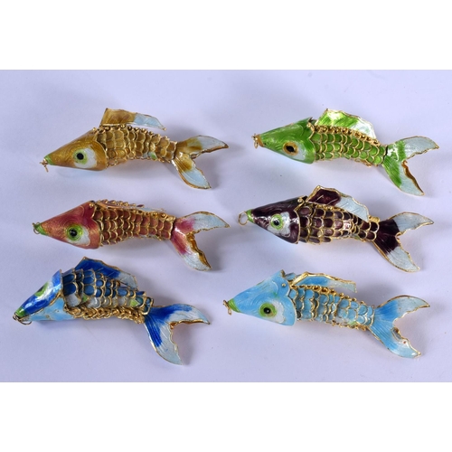 2161 - SIX CHINESE CLOISONNE ENAMEL FISH. (6)