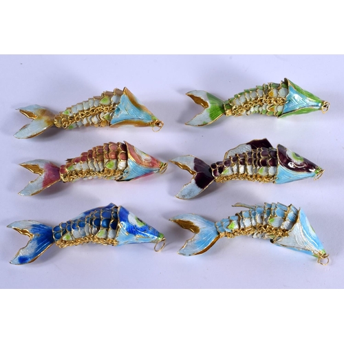 2161 - SIX CHINESE CLOISONNE ENAMEL FISH. (6)