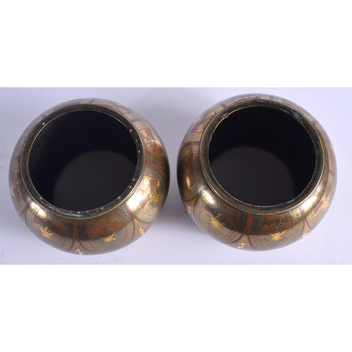 2169 - A PAIR OF 19TH CENTURY JAPANESE MEIJI PERIOD GOLD INLAID TUSK HOLDERS or possibly censers and made b... 