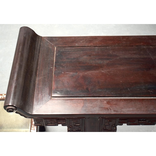 2173 - AN EARLY 20TH CENTURY CHINESE CARVED HARDWOOD ALTAR TABLE Late Qing/Republic. 120 cm x 83 cm x 35 cm... 