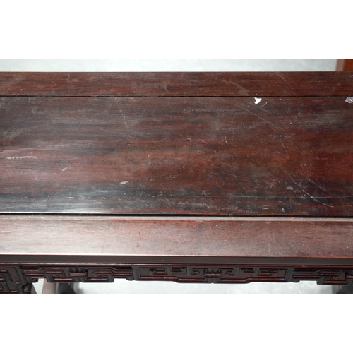 2173 - AN EARLY 20TH CENTURY CHINESE CARVED HARDWOOD ALTAR TABLE Late Qing/Republic. 120 cm x 83 cm x 35 cm... 