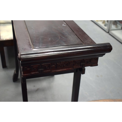 2173 - AN EARLY 20TH CENTURY CHINESE CARVED HARDWOOD ALTAR TABLE Late Qing/Republic. 120 cm x 83 cm x 35 cm... 