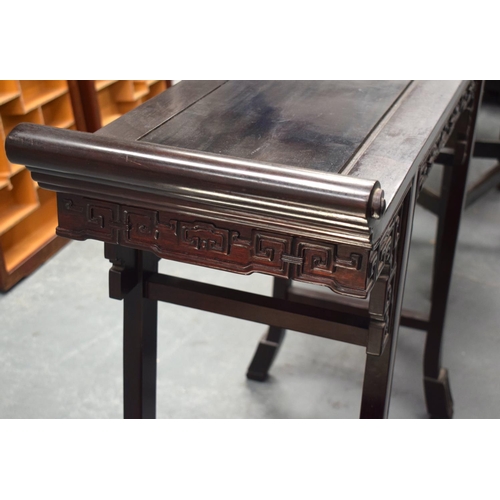 2173 - AN EARLY 20TH CENTURY CHINESE CARVED HARDWOOD ALTAR TABLE Late Qing/Republic. 120 cm x 83 cm x 35 cm... 