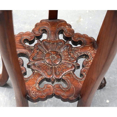 2177 - A 19TH CENTURY CHINESE MARBLE INSET HARDWOOD HONGMU STAND formed with a central floral interior. 80 ... 