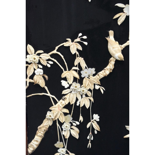 2183 - A LARGE 19TH CENTURY JAPANESE MEIJI PERIOD SHIBAYAMA INLAID SCREEN decorated with birds. 165 cm x 13... 