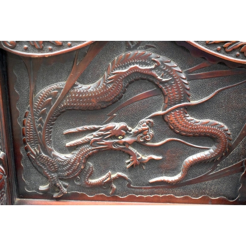 2184 - A 19TH CENTURY JAPANESE MEIJI PERIOD CARVED AND LACQUERED WOOD DRAGON CHAIR. 120 cm x 74 cm.