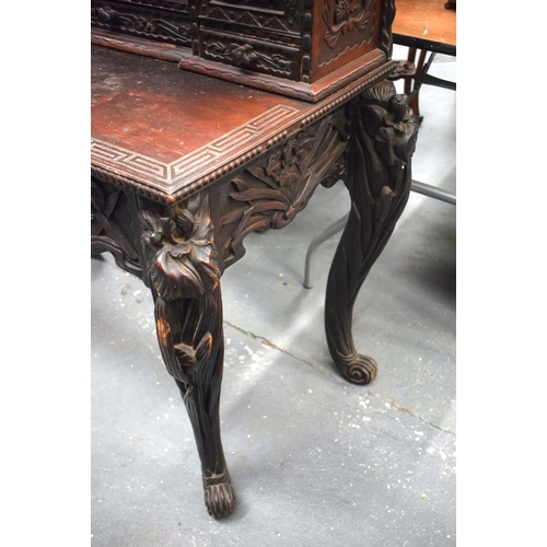 2185 - A 19TH CENTURY JAPANESE MEIJI PERIOD CARVED AND LACQUERED DESK decorated with birds and landscapes. ... 