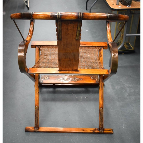 2190 - AN EARLY 20TH CENTURY CHINESE CARVED HARDWOOD FOLDING OFFICIALS CHAIR Late Qing/Republic, possibly H... 