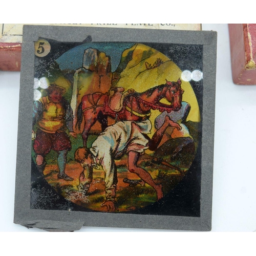 2533 - A collection of coloured magic lantern slides Medieval and military scenes (18)