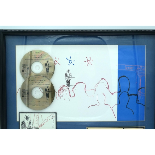 2538 - Eric Clapton Framed Presentation  Award CD of The Eric Clapton Concert 24 nights 500,000 copies 53 x... 