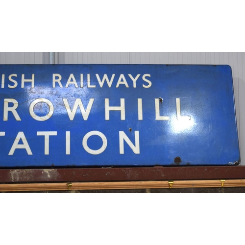 2550 - A large enamelled metal British railways sign of Garrowhill station 246 x 72 cm