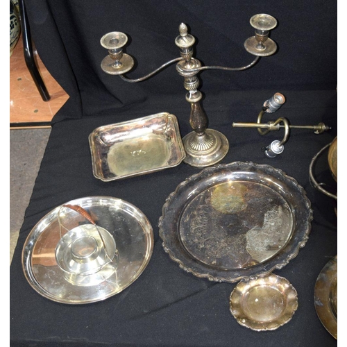 2563 - Collection of silver plate items candle sticks ,trays, ice bucket etc Qty.