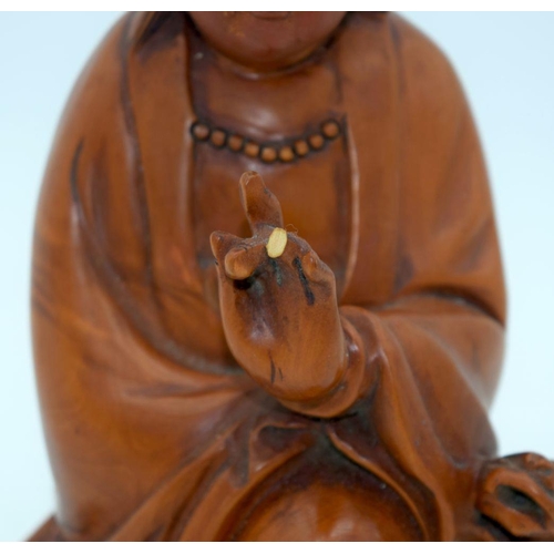 2564 - Two Chinese hardwood figures together with two other figures largest 39cm (4)