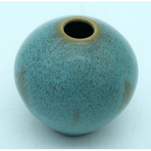 2571 - A small Japanese  glazed pottery vase 8cm .