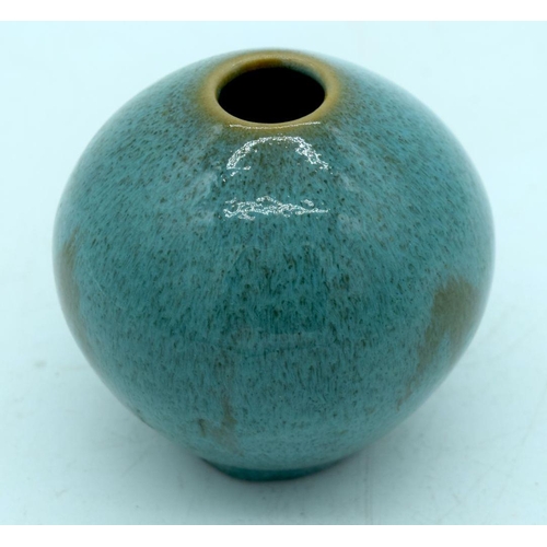 2571 - A small Japanese  glazed pottery vase 8cm .