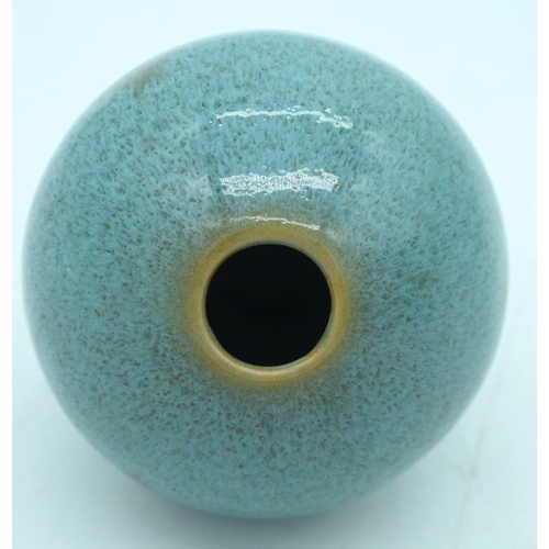 2571 - A small Japanese  glazed pottery vase 8cm .