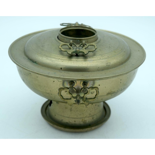 2574 - A Chinese Brass lidded censer 20 x 13cm.