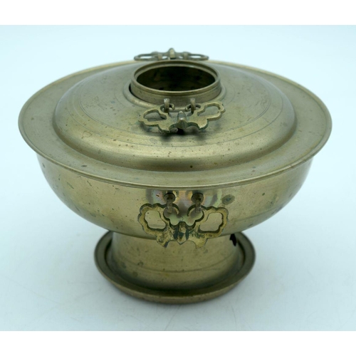 2574 - A Chinese Brass lidded censer 20 x 13cm.