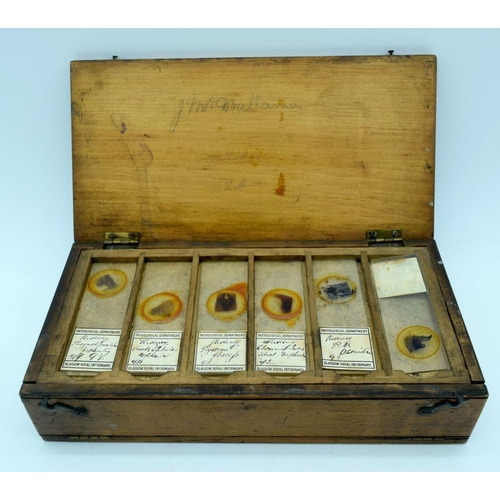 2576 - A collection of vintage medical syringes, thermometer and a set of microscope slides Qty.