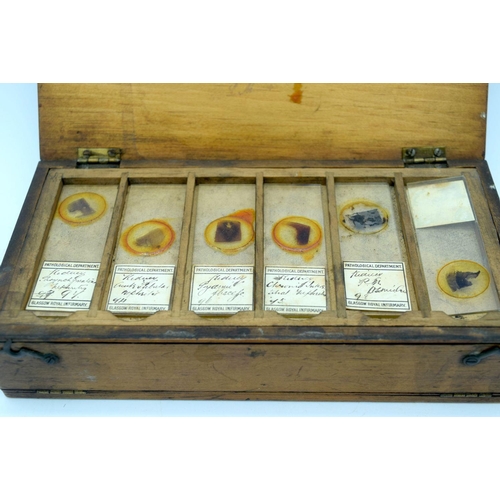 2576 - A collection of vintage medical syringes, thermometer and a set of microscope slides Qty.