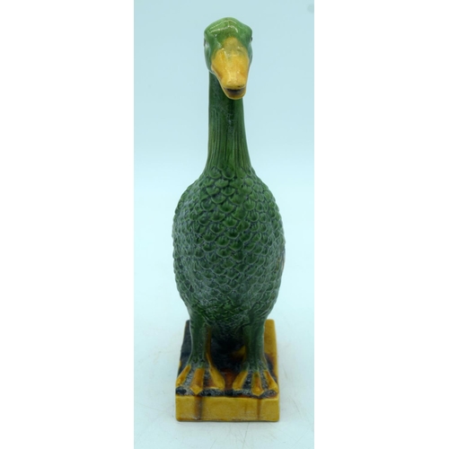 2606 - A Chinese Tang Sancai duck. 32.5cm