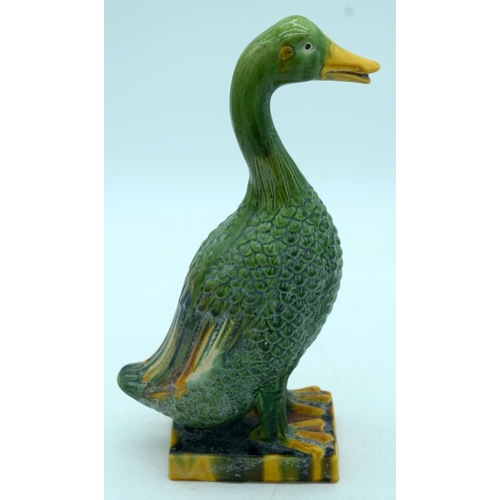 2606 - A Chinese Tang Sancai duck. 32.5cm