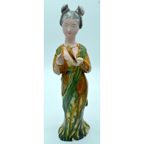 2646 - Two large Chinese  Sancai glazed female musicians together with two other figures 40cm (4)