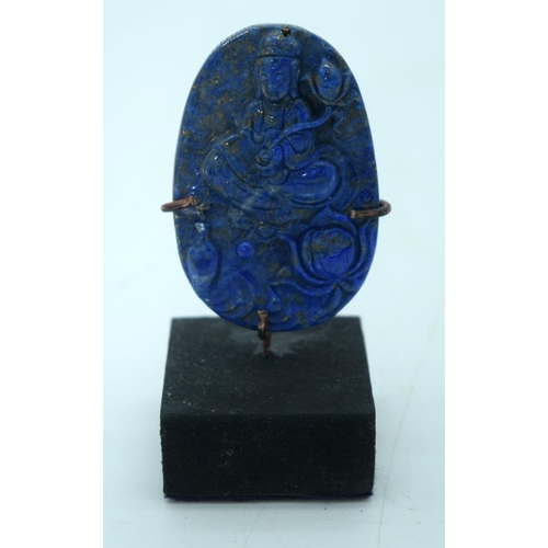 2650 - A collection of carved Lapis Lazuli boulders on stands 6cm .