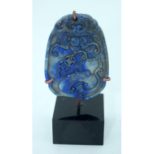 2650 - A collection of carved Lapis Lazuli boulders on stands 6cm .