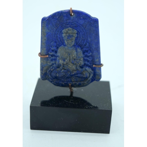 2650 - A collection of carved Lapis Lazuli boulders on stands 6cm .