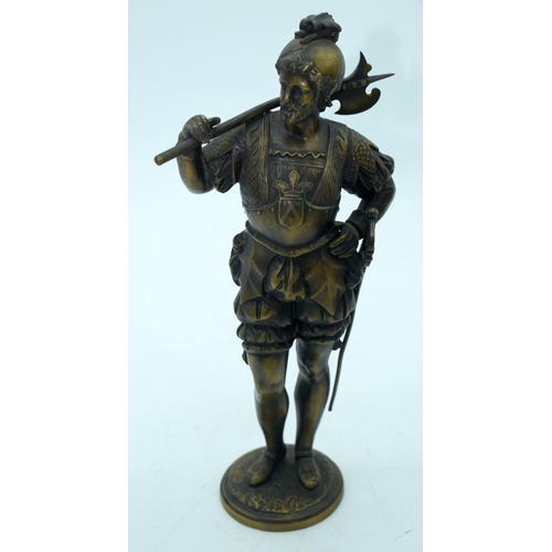 2681 - A Bronze Roman figure together with two other mixed metal figures 37cm (3).