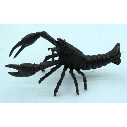 2685 - A Japanese bronze figure of a Lobster  10 cm.