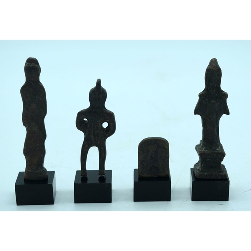 2688 - A Collection of Chinese Tibetan bronze figures on stands. 10cm.