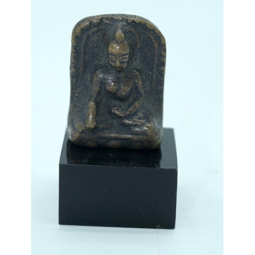 2688 - A Collection of Chinese Tibetan bronze figures on stands. 10cm.