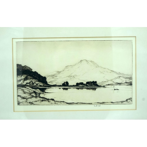 2737 - A Framed etching by Kenneth Steele of Luss, Loch Lomond 16 x 26cm.