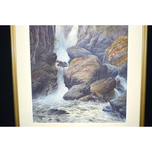 2739 - A Framed watercolour by  D Tindley of a Scottish waterfall at Ambleside 67 x 42cm.