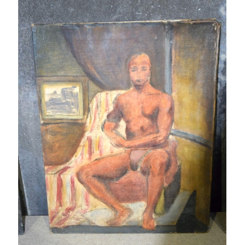 2740 - Three  unframed Oil on panel studies of nudes and another by John Cushman 46 x 35. (4)