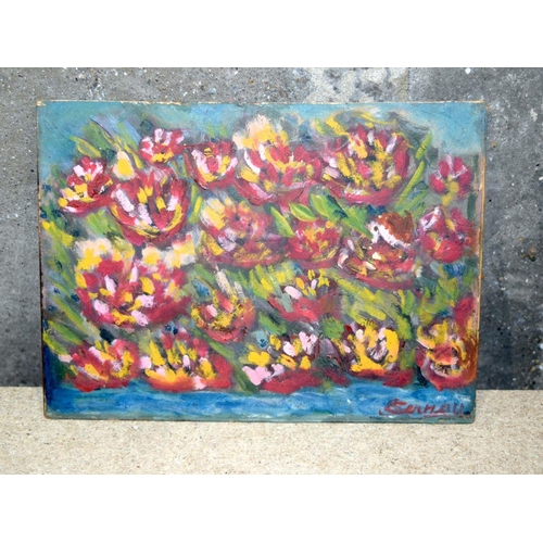 2743 - A framed oil of flowers by Hilda Clegg together with five others (6).