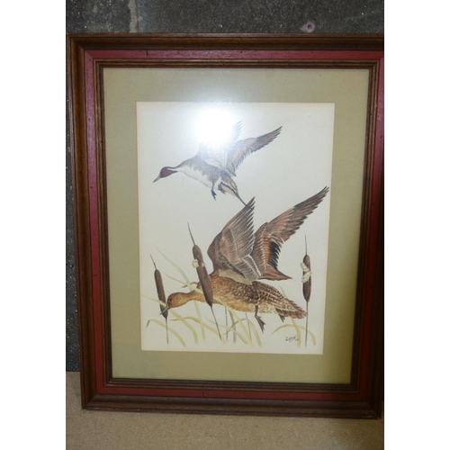 2745 - Two framed watercolours of ducks by Laney Layton 40 x 30 cm (2).