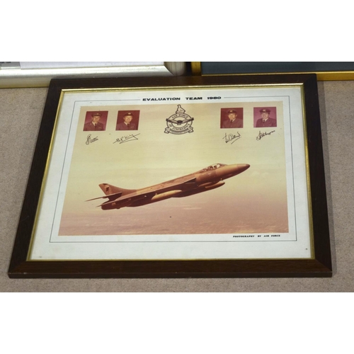 2748 - A framed and signed photograph of the Red  Arrows together with aircraft related pictures/photograph... 