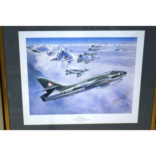 2748 - A framed and signed photograph of the Red  Arrows together with aircraft related pictures/photograph... 