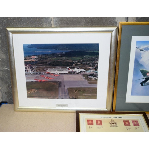 2748 - A framed and signed photograph of the Red  Arrows together with aircraft related pictures/photograph... 