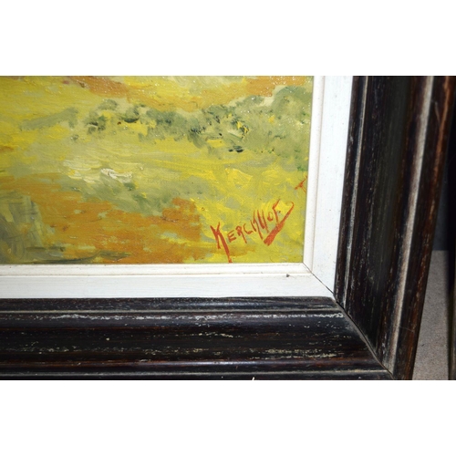 2750 - A large framed Oil on canvas of a rural scene and another of a female possibly Russian 82 x 52cm (2)