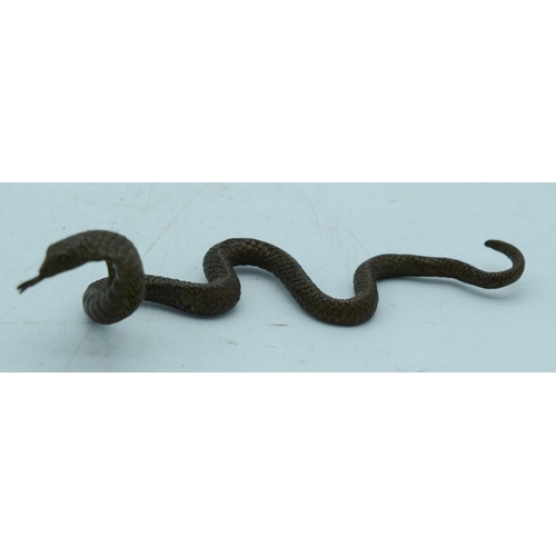 2764 - A Japanese bronze figure of a Cobra 14cm.