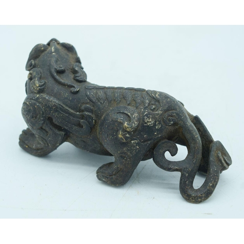 2767 - A Chinese bronze beast 12 x 5cm.