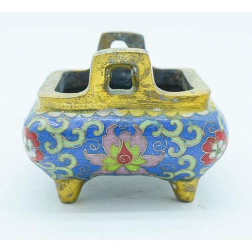 2795 - A Chinese bronze Cloisonne censer  11 x 8 cm .