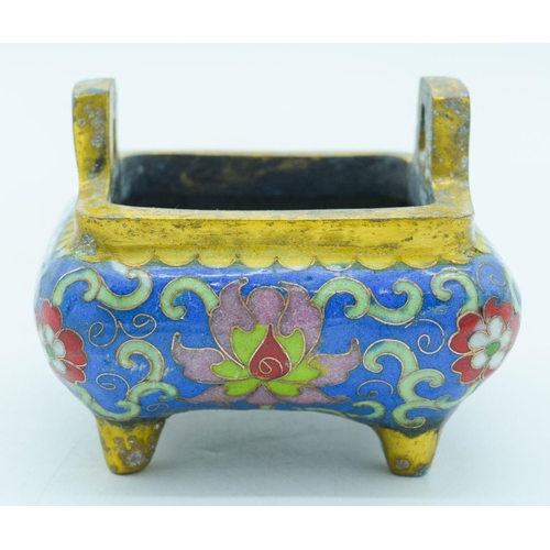 2795 - A Chinese bronze Cloisonne censer  11 x 8 cm .