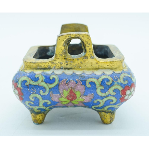 2795 - A Chinese bronze Cloisonne censer  11 x 8 cm .