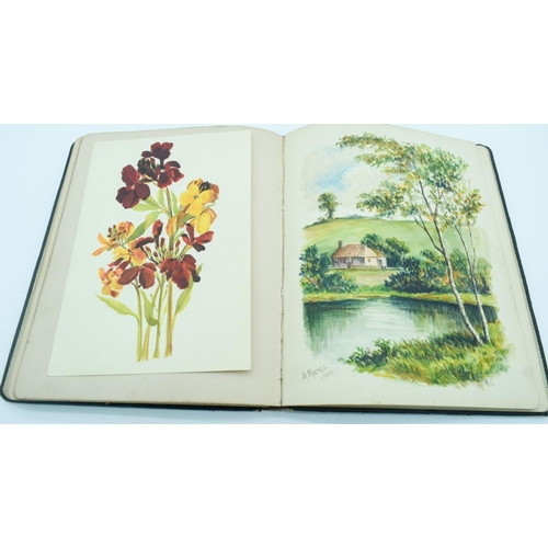 2810 - Three Victorian albums of Drawings, watercolours, letters, a Royal photograph and photo cards.